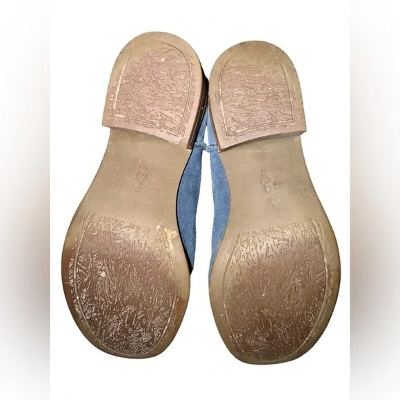 Womens UGG Blue Suede Pull On Short Low Heel Ankle Boots - Picture 6 of 7